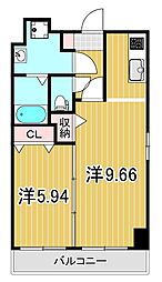 ペアパレス六町2号館 1LDKの間取図画像