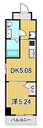 ペアパレス六町2号館 1DKの間取図画像