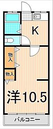 さつき荘 1Kの間取図画像