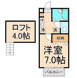 パークフロント谷中C 1Kの間取図画像