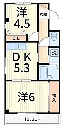 サンライズ中川 2DKの間取図画像