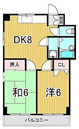 ホワイト・ウェア・マンション 2DKの間取図画像