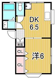 コーポ山本 1DKの間取図画像