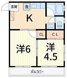 エレガンスマンション 2Kの間取図画像