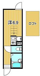 フィールズコート 1Kの間取図画像
