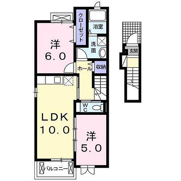 サン・メゾン 204｜佐賀県嬉野市嬉野町大字下野甲(賃貸アパート2LDK・2階・54.40㎡)の写真 その2