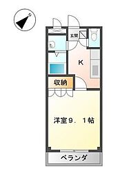 Ｃorpo HAWKS 2階1Kの間取り