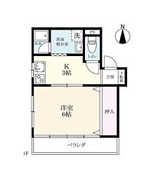 コーポいわなが 1Kの間取図画像