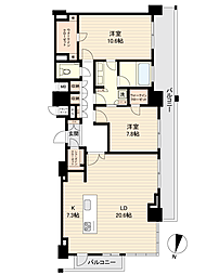 アデニウムタワー梅田イーストスクエア 2LDKの間取図画像