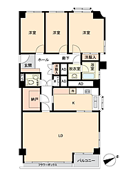 有栖川ナショナルコート 3LDKの間取図画像