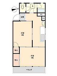 角南豊成フォートレス1号棟 2Kの間取図画像