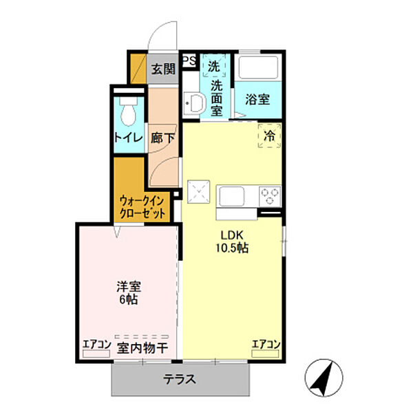 ドムスレジーナ B101｜群馬県前橋市総社町3丁目(賃貸アパート1LDK・1階・40.69㎡)の写真 その2