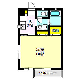 M・Kハイツ 1Kの間取図画像
