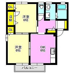 グレートウォールA 2DKの間取図画像