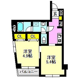 千代田シティハウス 2Kの間取図画像