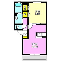 サンモール・シャム 1LDKの間取図画像