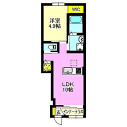 フェリス大友 1LDKの間取図画像
