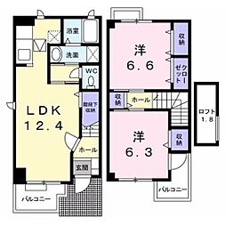 ソレアードA 2LDKの間取図画像