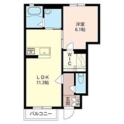 コスモコート 1LDKの間取図画像