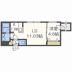 プランドールルノン北１条 4階1LDKの間取り