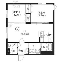 シティプレミア白石 2LDKの間取図画像