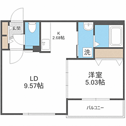 ライラック壱番館 1LDKの間取図画像