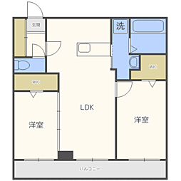 ピオネロ伏見 2LDKの間取図画像
