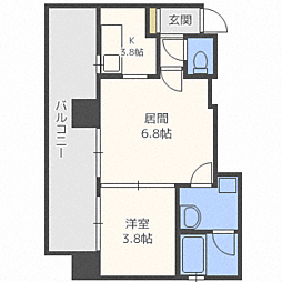 ビッグパレス北14条 1DKの間取図画像