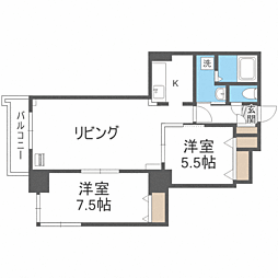 グラン・シェ・モア中島公園安念ビル 2LDKの間取図画像