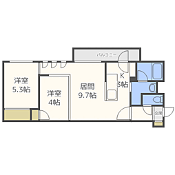 グランパラディーゾ 2LDKの間取図画像