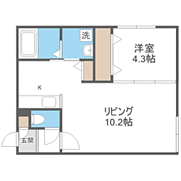 札幌市中央区南十二条西14丁目アパート 1LDKの間取図画像