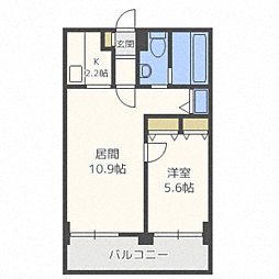 ビッグパレス南4条B棟 1LDKの間取図画像