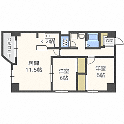 塚本ホーマット東札幌 2LDKの間取図画像