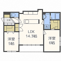 GALUSIA 2LDKの間取図画像