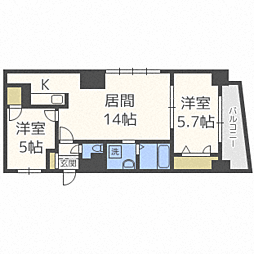 ビッグパレス中島公園リバーサイドB棟 2LDKの間取図画像