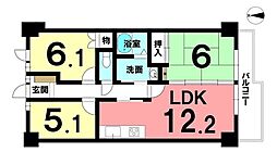 ナビハイツ新木曽川 3LDKの間取図画像