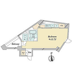 トゥールブランシュ麻布 ワンルームの間取図画像