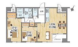 スカイ・エスタ 2LDKの間取図画像
