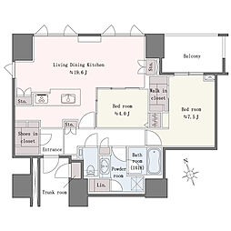 ザ・レジデンス三田 2LDKの間取図画像