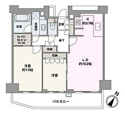 高田馬場四丁目パークホームズ 2LDKの間取図画像
