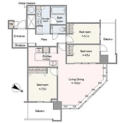 ライオンズタワー月島 3LDKの間取図画像