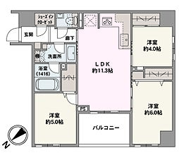 サンウッド東京茅場町パークフロント 3LDKの間取図画像
