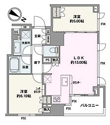 シティハウス勝どきステーションコート 2LDKの間取図画像