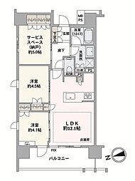 クリオ町屋サザンマークス 2SLDKの間取図画像