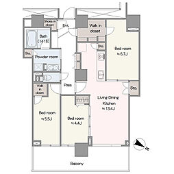 ザ・ヨコハマタワーズタワーウエスト 3LDKの間取図画像