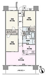 クリオ衣笠フィルソーレ 3LDKの間取図画像