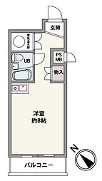 セザール伊勢佐木 ワンルームの間取図画像