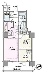 横浜市都筑区中川中央1丁目マンション 2LDKの間取図画像