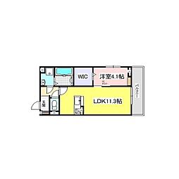 Grandir 1LDKの間取図画像