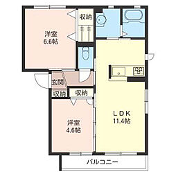 スプリングハウスB 2LDKの間取図画像